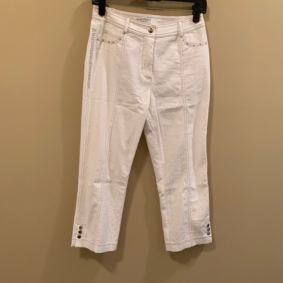WHITE CROPPED LUCIEN DAUNCIS COLLECTION PANTS - SIZE 27 (4) - Picture 10 of 10